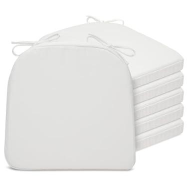 Imagem de SQUARE MOON Almofadas de cadeira para cadeiras de jantar, almofadas de espuma de alta resiliência para sala de jantar, almofadas de assento de cozinha com laços, lavável na máquina, 43 x 40 x 5 cm