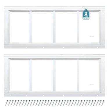 Imagem de Melkus Janela de galpão 25 x 58 cm, 2 unidades, design fixo de janela de popa com vidro temperado, perfeito para galinheiro, celeiro, estufa, garagem, casa de brinquedo, sala de armazenamento, branco