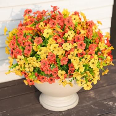 Imagem de Flores artificiais de outono para ambientes externos, interiores, realistas, flores falsas, jardim, decoração de casa, decoração de outono, margarida com folhas de eucalipto, plantas falsas, varanda e