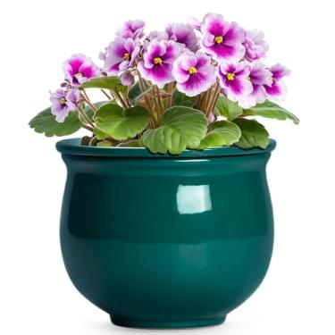 Imagem de Teagas Vasos de plantas autoirrigáveis de 15 cm, vaso de cerâmica violeta africana com vaso interno absorvente, vasos de autorirrigação fácil para plantas de interior, vaso de cerâmica, decoração de