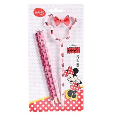 Imagem de Molin Kit Escolar Minnie 3 lapis + 1caneta - 1 Kit , Multicores, 4 unidades