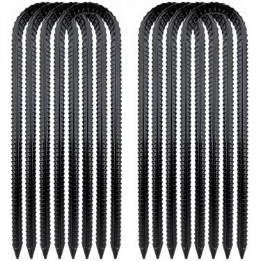 Imagem de Estacas de jardim com gancho em U de 12 polegadas, aço galvanizado, âncoras de terra, estacas de vergalhão resistentes para plantas, barracas, cercas e trampolim, pacote com 8