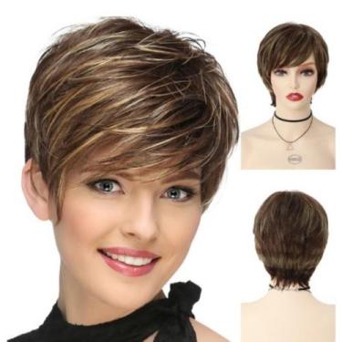 Imagem de Peruca Wig Fibra Orgânica Curta Corte Moderno Senhora Identica ao Huma