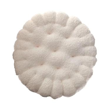 Imagem de Baoblaze Almofada de assento em formato de biscoito, almofada de meditação macia, moderna e confortável, de chão fofa em formato de biscoito para quarto, Redondo Bege E Branco