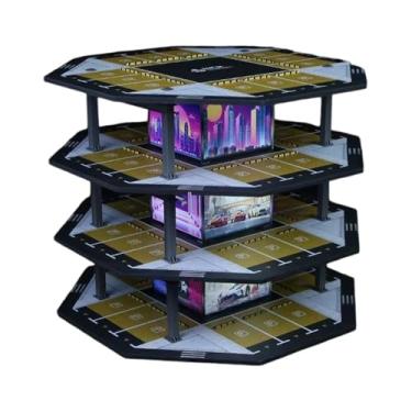 Imagem de YIJU Vitrine para Exibição de Carros em Miniatura 1/64, Expositor de Estacionamento com LED, Decoração de Mesa, Organizador de Veículos para Bonecos e, Style B