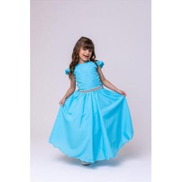 Imagem de Vestido Infantil Azul para Formatura Longo Dama de Honra Luxo para Fes