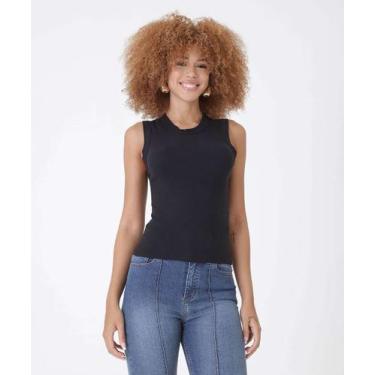 Imagem de Blusa Regata Feminina Canelada Marisa-03334, Preto, G