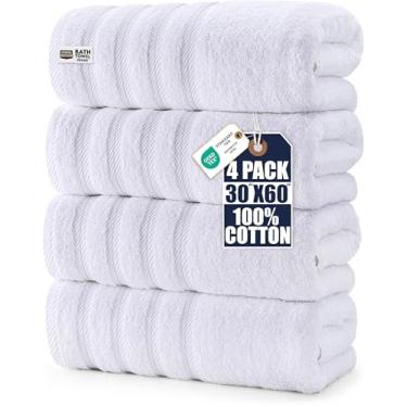 Imagem de Utopia Towels Conjunto de 4 toalhas de banho extra grandes premium, (76 x 152 cm) 100% algodão fiado 500 g/m2, toalhas de secagem rápida leves e altamente absorventes, perfeitas para uso diário