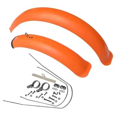Imagem de Para-lamas de bicicleta 26/20" X4.0, conjunto de para-lamas para pneus largos, para bicicletas BMX, dobráveis, de neve, elétricas, MTB e acessórios de ciclismo.(Orange)