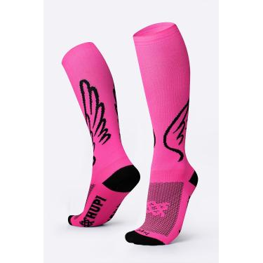 Imagem de Meia Hupi Longa Asas Rosa Cano 30 cm 1 Par Ideal Corrida Bike, Cor Rosa, Tamanho 36-42