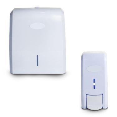 Imagem de Porta Papel Toalha suporte Branco + Dispenser Saboneteira - Nobre
