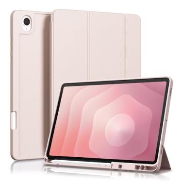 Imagem de Capa compatível com Samsung Galaxy Tab S11 de 11 polegadas 2025 SM-X730/X736B com suporte para caneta S, capa protetora traseira de TPU macio, suporte para despertar/hibernar automaticamente, preta