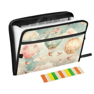 Imagem de Wassud Acordeão de balão de desenho animado organizador de arquivos carta A4 pastas de arquivo de papel organizador de documentos fólio com etiquetas pasta de arquivo expansível 13 bolsos