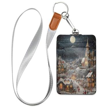 Imagem de Wassud Cordões de couro PU para véspera de Natal para crachás de identificação, porta-chaves, porta-crachás, cartões de crédito para escritórios, funcionários estudantes, funcionários