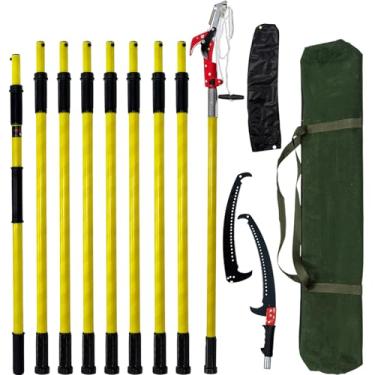 Imagem de Serra manual de 30 pés para aparar árvores, poda extensível com lâmina de aço afiada e tesoura para galhos altos, design resistente ideal para poda de palmeiras e arbustos