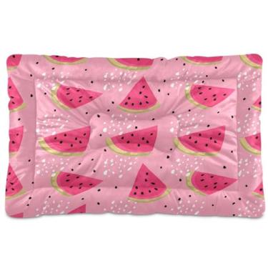 Imagem de Wassud Cama de cachorro com fatias de melancia ao ar livre para cães pequenos, lavável, impermeável, para viagem, para animais de estimação, cama portátil para gatos com fundo antiderrapante para