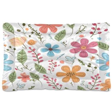 Imagem de Wassud Cama de cachorro com flores fofas de desenho animado para cães pequenos, tapete lavável para animais de estimação, cama de gato para dormir, viagens, 45 x 61 cm