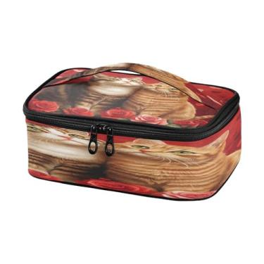 Imagem de Burbuja Lancheira térmica para gatos rosas para homens e mulheres, mini lancheira reutilizável Lancheira portátil com alça para trabalho, viagem, piquenique