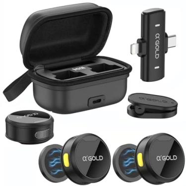 Imagem de Kit 2 Microfones Lapela Bluetooth - Profissional - Com Imã Sem Fio + Case de Carregamento - Redução de Ruído Até 12 Horas Autonomia Compatível com Camera, iPhone, iPad, Android e USB-C.