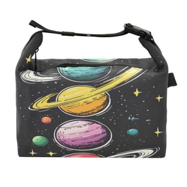 Imagem de STAYTOP Lancheira colorida com sistema solar de desenho animado com fivela, lancheira isolada para meninos e meninas, lancheira térmica para trabalho escolar