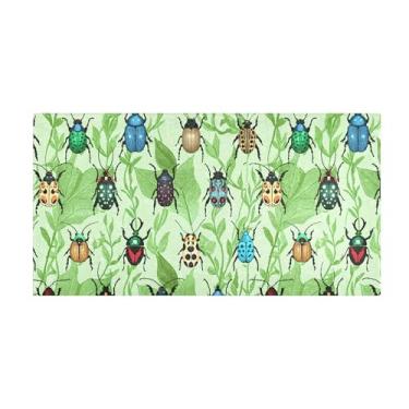 Imagem de Burbuja Tapete de corredor besouros folhas de pelúcia antiderrapante tapete de cozinha suporte de borracha para corredor, quarto, sala de estar, decoração de entrada, lavável na máquina, 51 x 99 cm