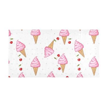 Imagem de Burbuja Tapete de corredor, casquinhas de sorvete, cereja, pelúcia, antiderrapante, tapete de borracha para corredor, quarto, sala de estar, entrada, decoração, lavável na máquina, 51 x 99 cm