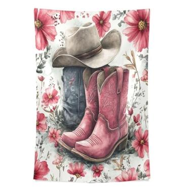 Imagem de STAYTOP Tapeçaria lindas botas de cowboy ocidentais tapeçarias para decoração de casa decoração de dormitório sala de estar quarto tapete de parede (60 × 51 polegadas)