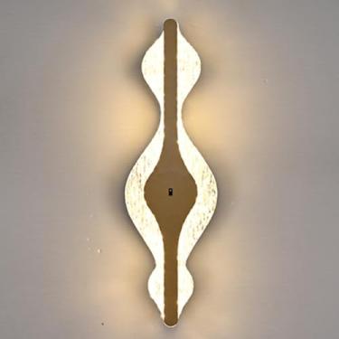Imagem de Luminária de parede LED com sensor de movimento por gestos, luz de parede interna com interruptor de sensor e intensidade regulável, design curvo e ondulado, luminária de cabeceira criativa