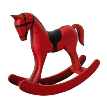 Imagem de BLWOTMOR de Balanço de Madeira, Enfeite de Animal, Estilo Vintage, Esculpido, Funcional, para Sala de Estar, Quarto, Ideal Como Presente de Aniversár, Vermelho, Tamanho real