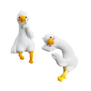 Imagem de Bothyi Miniaturas colecionáveis ​​de ganso branco para decoração de de computador, perfeitas para o interior do carro. Ideais para decorar a tela de, 2pcs Conjunto