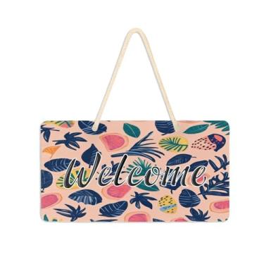 Imagem de Burbuja Placa de boas-vindas Plant Fruits para porta da frente, placa de boas-vindas de PVC para pendurar na parede, decoração de férias, 15 x 28 cm