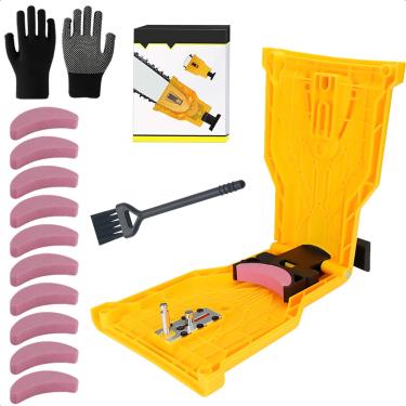 Imagem de NINGHW Afiador de motosserra para motosserras de 30 cm a 55 cm, ferramenta universal de afiador de motosserra, afiador de lâmina de motosserra, afiação rápida e fácil de usar 10 pedras de amolar