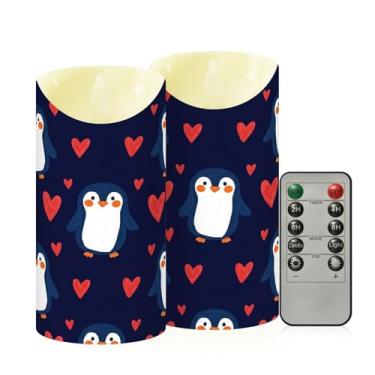 Imagem de Wassud Pacote com 2 velas de pinguins sem chama com controle remoto, velas realistas cintilantes com temporizador, velas decorativas para Natal, casamento, festa, decoração de casa média