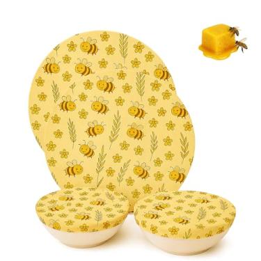 Imagem de Tampas redondas reutilizáveis de 25,4 cm de cera de abelha para impermeabilização de pão fermentado e fermentação fria, evita a secagem da massa, tampas de algodão elástico natural para Banneton e