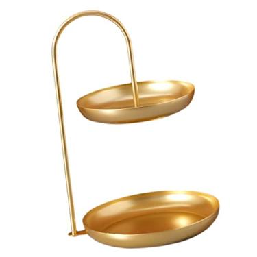 Imagem de GLOGLOW Bandeja de Servir Frutas de 2 Camadas, Suporte Multifuncional para Cupcake de Ferro Dourado, Suporte de Sobremesa Em Camadas à Prova de água para Lanche, Pão, Doces, chá, chá de bebê, Casamento, Cozinha, Balcão, Talheres (Ouro)