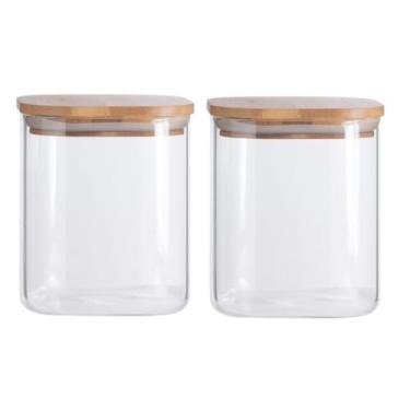 Imagem de Pote Hermético Quadrado para Mantimentos 500ml 800ml 1200ml Transparente com Super Vedação Organizador de Cozinha Multiuso (KIT 2 POTES (800ML))