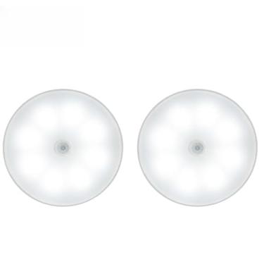 Imagem de Luminária Luz LED Sensor de Movimento Magnética USB Recarregável Sem Fio com-Duas cores Lâmpada Noturna(KIT2-Luz branca)