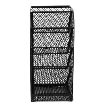 Imagem de Suporte de caneta multifuncional MUNEFE, organizador estacionário de mesa de malha, suporte de caneta multicamadas de metal com inserção inclinada para armazenamento