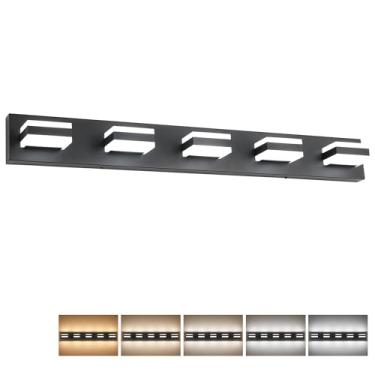 Imagem de SOLFART 5 luzes luminárias de banheiro modernas luzes de banheiro sobre espelho luzes de vaidade pretas para banheiro luminária LED banheiro banheiro 5 cores ajustáveis 5CCT