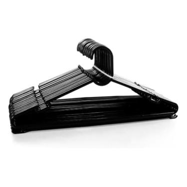 Imagem de Kit 8 Cabides Pretos Reforçados Veludo Premium Adulto Slim