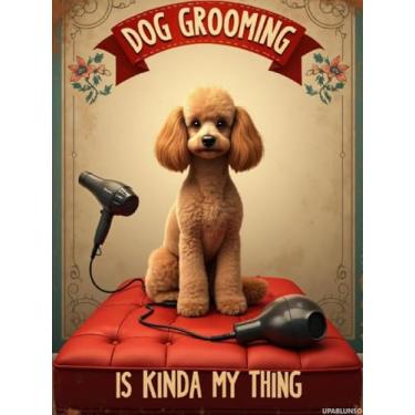 Imagem de UPABLUNSO Kit de arte de diamante para adultos, decoração de cachorro fofo Poodle estilo retrô pintura de diamante para adultos iniciantes, kits de pintura de arte de diamante 5D DIY artesanato para