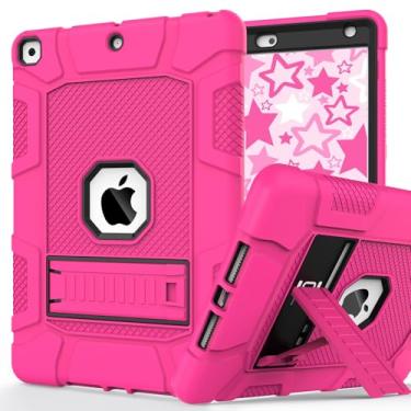 Imagem de Rantice Capa compatível com iPad de 9ª geração, iPad 8ª geração, iPad 7ª geração, capa protetora híbrida à prova de choque robusta com suporte para iPad de 10,2 polegadas (rosered + preto)