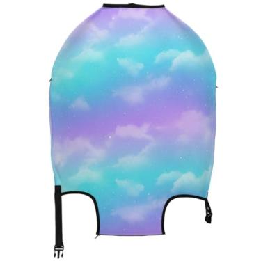 Imagem de Joisal Capa protetora de mala de viagem floral antiarranhões azul celeste, nuvens, pastel, para mulheres,, Nuvem pastel azul-celeste roxa, L, Fits 26-28 Inch Case, Capa de mala