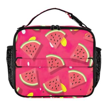Imagem de Joisal Lancheira rosa com desenho animado de fatias de melancia para mulheres, meninas, lancheira, personalizada, infantil, masculina, lancheira para trabalho, bolsa térmica para adultos