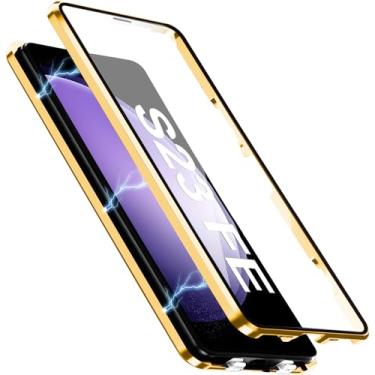Imagem de [Material de metal] Capa para Samsung Galaxy S23 FE, capa de celular externa com proteção contra quedas de grau militar com tela de vidro integrada e protetor de lente da câmera, capa de metal para