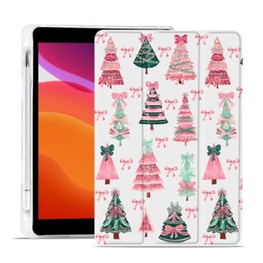 Imagem de MAYCARI Capa de Natal para iPad A16 11 polegadas 2025 com suporte para lápis, árvore de Natal rosa original capa protetora traseira de TPU macio para iPad 10ª geração auto hibernar/despertar capa fina