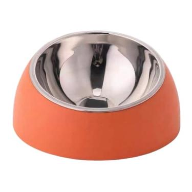 Imagem de Tigela Para Gatos e Cachorro De Pés Altos Com Proteção Do Pescoço De Aço Inoxidável Animais De Estimação Antiderrapante Exquisitamente Trabalhado e Esteticamente Agradável Leve (LX-W68-LARANJA)