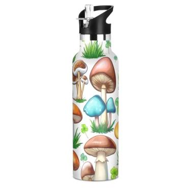 Imagem de Joisal Garrafas de água coloridas para adolescentes com tampa de palha, garrafa de água isolada de aço inoxidável com parede dupla a vácuo livre de BPA, copos infantis para escola, viagem, esportes