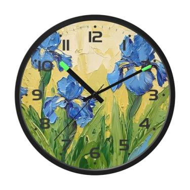 Imagem de SEHANY Herb Wildflower Relógio de parede silencioso sem tique-taque relógio redondo operado por bateria 30 cm controle de som luz noturna relógios de parede para sala de estar, cozinha, quarto