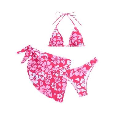 Imagem de Conjunto de três peças de biquíni com saia de maiô sexy europeu e amer